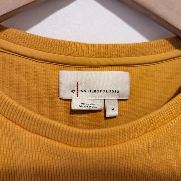 Anthropologie Mustard Yellow Flutter Sleeve Ribbed Knit - Picture 3 of 10